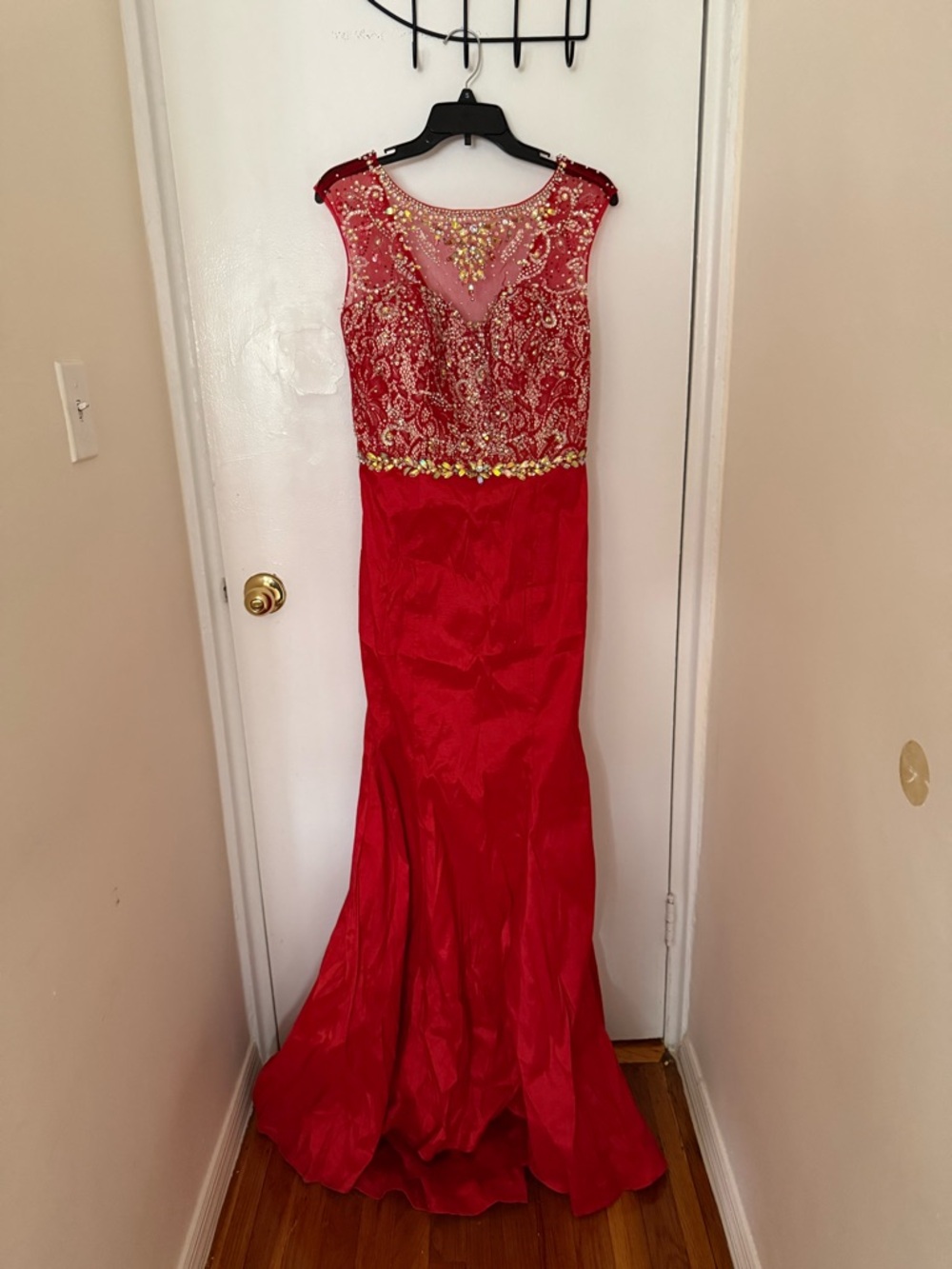 Red Beaded Evening Gown - Elegant Formal Dress